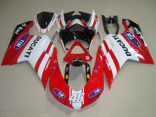 Carénage Moto Ducati 1098 07-14 - Rouge Blanc Tim 46