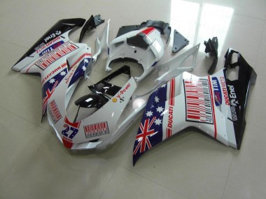 Carénage Moto Ducati 848 1098 1198 07-14 - Blanc Bleu Rouge