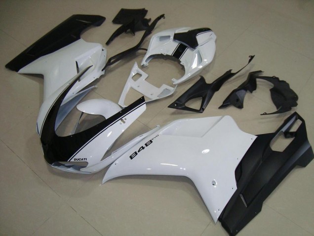 Carénage Moto Ducati 848 1098 1198 07-14 - Blanc Noir Mat