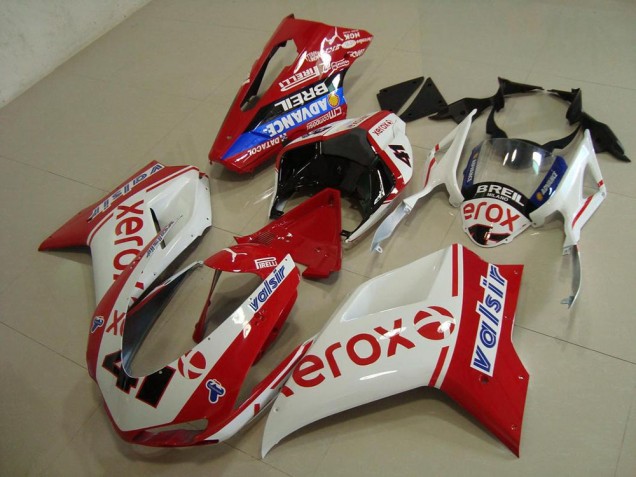 Carénage Moto Ducati 848 1098 1198 07-14 - Blanc Rouge Xerox Carénage Moto Ducati 848 1098 1198 07-14 - Blanc Rouge Xerox