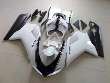 Carénage Moto Ducati 848 1098 1198 07-14 - Blanc et Noir Bande