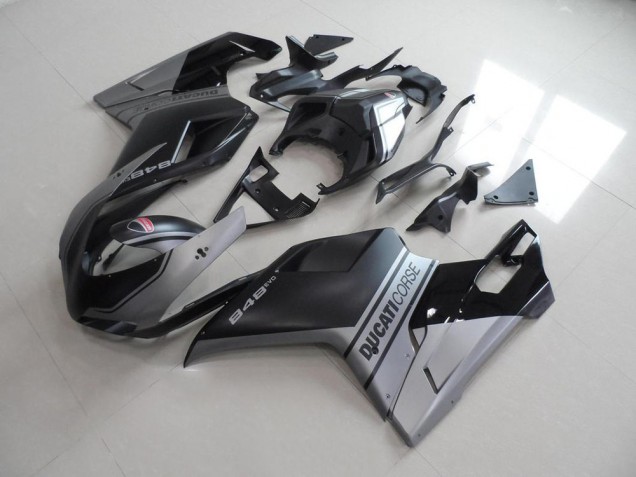 Carénage Moto Ducati 848 1098 1198 07-14 - Noir Mat Argent Style OEM Carénage Moto Ducati 848 1098 1198 07-14 - Noir Mat Argent Style OEM