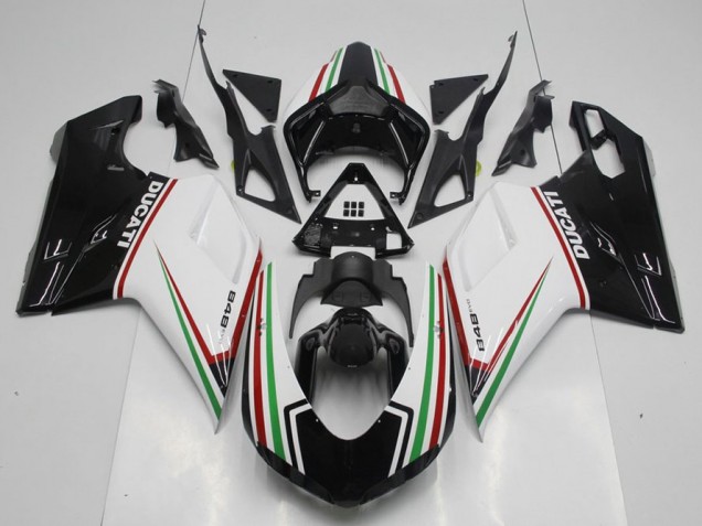 Carénage Moto Ducati 848 1098 1198 07-14 - Noir Vert et Blanc Carénage Moto Ducati 848 1098 1198 07-14 - Noir Vert et Blanc