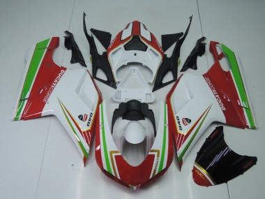Carénage Moto Ducati 848 1098 1198 07-14 - Rouge Blanc et Vert