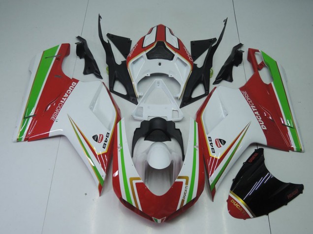 Carénage Moto Ducati 848 1098 1198 07-14 - Rouge Blanc et Vert