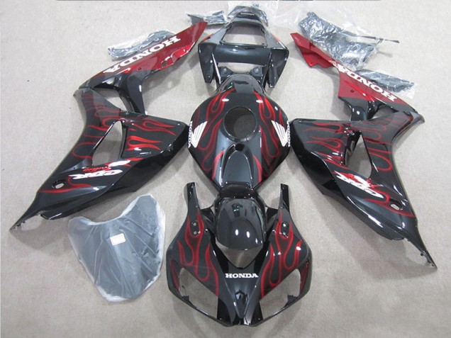 Carénage Moto Honda CBR 1000 RR 06-07 - Noir Rouge Flamme