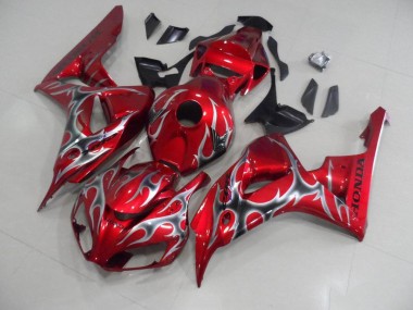 Carénage Moto Honda CBR 1000 RR 06-07 - Rouge avec Noir Gris Flamme