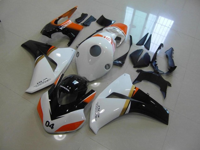 Carénage Moto Honda CBR 1000 RR 08-11 - Blanc et Noir et Orange Courses Carénage Moto Honda CBR 1000 RR 08-11 - Blanc et Noir et Orange Courses