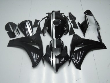 Carénage Moto Honda CBR 1000 RR 08-11 - Noir Brillant avec Argent Bande