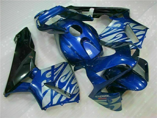Carénage Moto Honda CBR 600 RR 03-04 - Bleu avec Argent Flamme