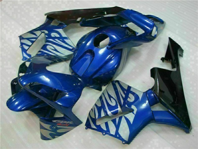Carénage Moto Honda CBR 600 RR 03-04 - Bleu avec Argent Flamme