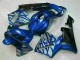 Carénage Moto Honda CBR 600 RR 03-04 - Bleu avec Argent Flamme