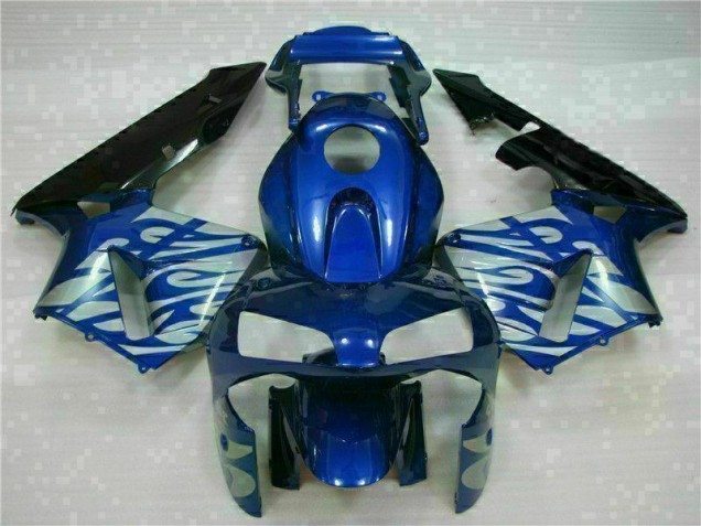 Carénage Moto Honda CBR 600 RR 03-04 - Bleu avec Argent Flamme