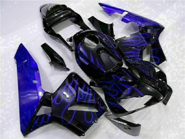 Carénage Moto Honda CBR 600 RR 03-04 - Noir avec Bleu Flamme