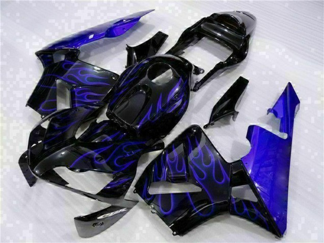 Carénage Moto Honda CBR 600 RR 03-04 - Noir avec Bleu Flamme