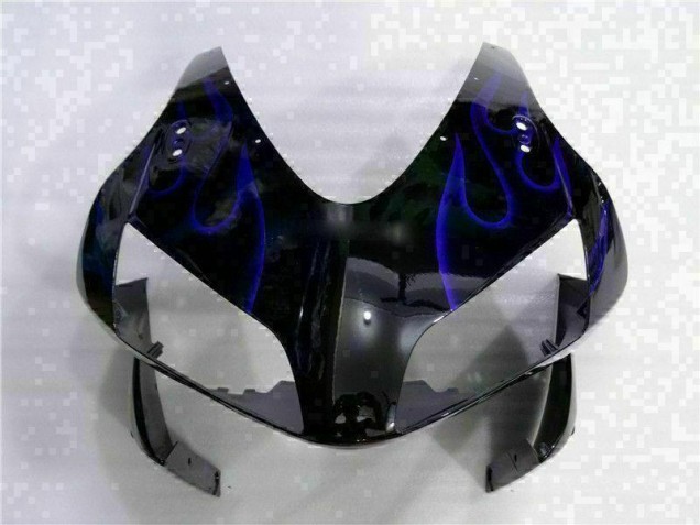 Carénage Moto Honda CBR 600 RR 03-04 - Noir avec Bleu Flamme