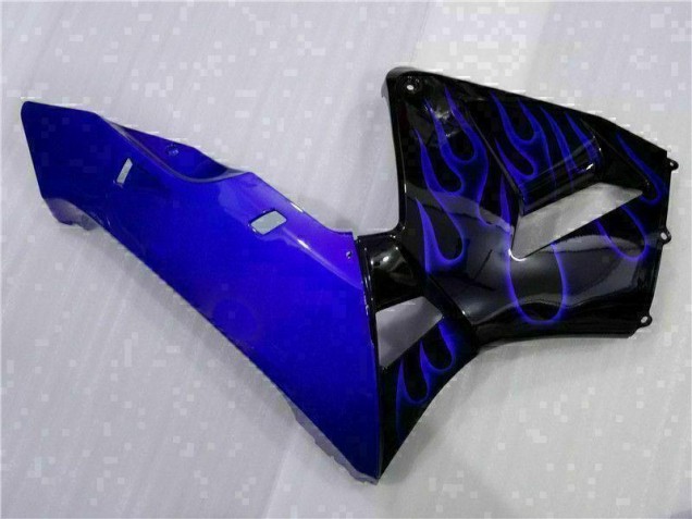 Carénage Moto Honda CBR 600 RR 03-04 - Noir avec Bleu Flamme