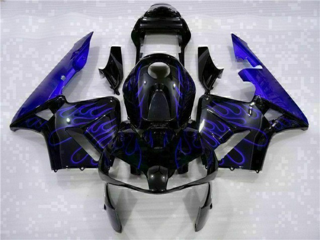 Carénage Moto Honda CBR 600 RR 03-04 - Noir avec Bleu Flamme