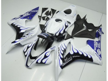 Carénage Moto Honda CBR 600 RR 07-08 - Blanc Bleu Flamme