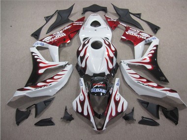 Carénage Moto Honda CBR 600 RR 07-08 - Blanc Rouge Flamme Requin