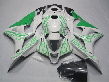 Carénage Moto Honda CBR 600 RR 07-08 - Blanc Vert Flamme