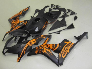 Carénage Moto Honda CBR 600 RR 07-08 - Noir Mat Orange Décalque
