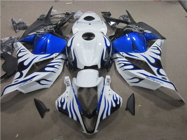 Carénage Moto Honda CBR 600 RR 09-12 - Blanc Bleu Flamme