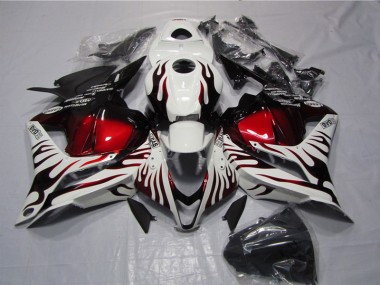 Carénage Moto Honda CBR 600 RR 09-12 - Blanc Noir Rouge Flamme