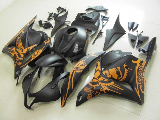 Carénage Moto Honda CBR 600 RR 09-12 - Noir Mat Orange Décalque