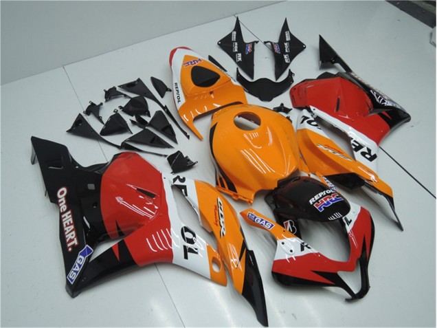 Carénage Moto Honda CBR 600 RR 09-12 - Orange Rouge Noir Repsol