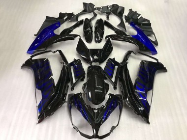 Carénage Moto Kawasaki EX650 12-16 - Noir Bleu Flamme