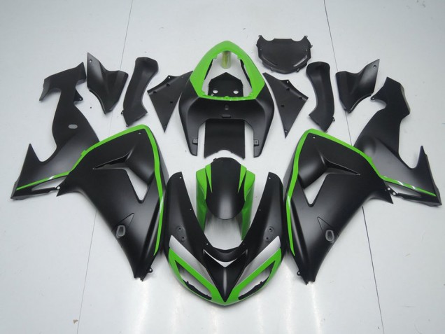 Carénage Moto Kawasaki ZX10R 06-07 - Noir Mat avec Ligne Verte Carénage Moto Kawasaki ZX10R 06-07 - Noir Mat avec Ligne Verte