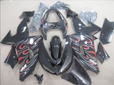 Carénage Moto Kawasaki ZX10R 06-07 - Noir Rouge Blanc Flamme Ninja