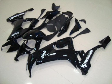 Carénage Moto Kawasaki ZX10R 08-10 - Noir Brillant avec Blanc Décalque