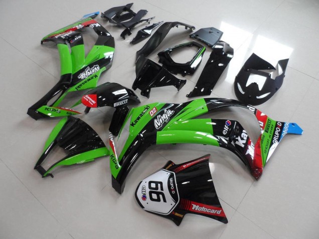 Carénage Moto Kawasaki ZX10R 11-15 - Vert Noir avec Number 66