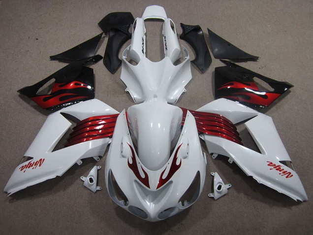 Carénage Moto Kawasaki ZX14R ZZR 1400 06-11 - Blanc Rouge Ninja Carénage Moto Kawasaki ZX14R ZZR 1400 06-11 - Blanc Rouge Ninja