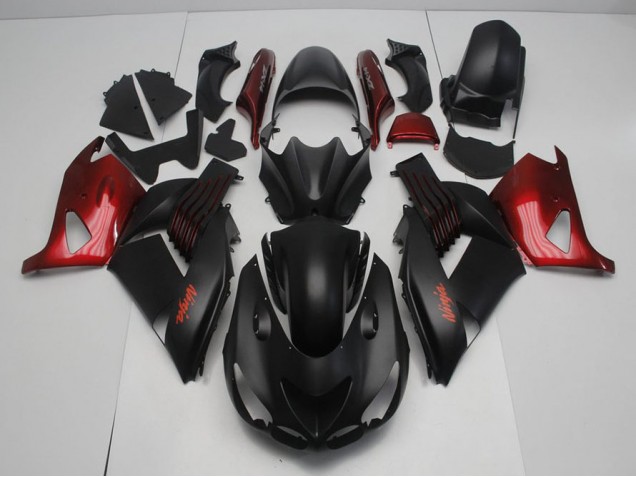 Carénage Moto Kawasaki ZX14R ZZR 1400 06-11 - Noir Mat et Rouge Carénage Moto Kawasaki ZX14R ZZR 1400 06-11 - Noir Mat et Rouge
