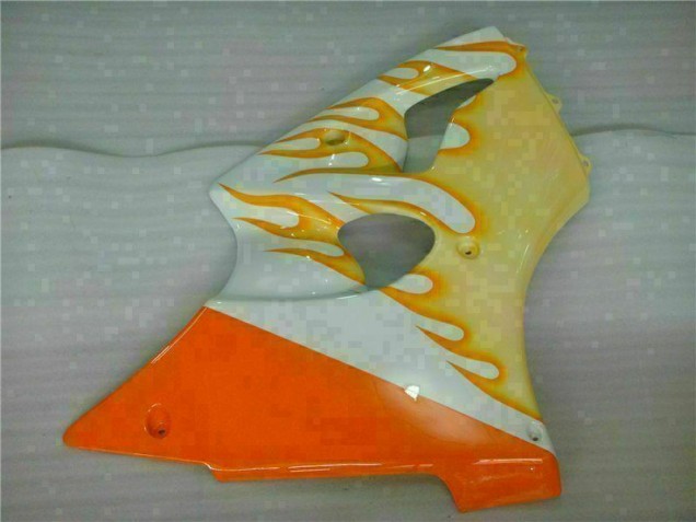 Carénage Moto Kawasaki ZX6R 00-02 - Blanc Jaune Flamme Carénage Moto Kawasaki ZX6R 00-02 - Blanc Jaune Flamme