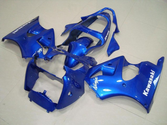 Carénage Moto Kawasaki ZX6R 00-02 - Bleu avec Blanc Décalque Carénage Moto Kawasaki ZX6R 00-02 - Bleu avec Blanc Décalque
