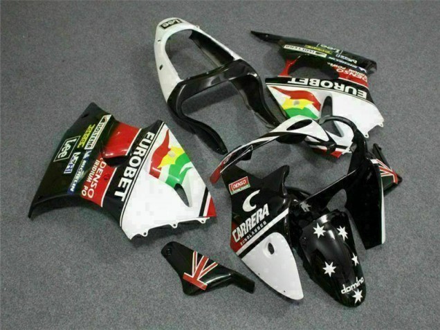 Carénage Moto Kawasaki ZX6R 00-02 - Noir Blanc Eurobet Carénage Moto Kawasaki ZX6R 00-02 - Noir Blanc Eurobet