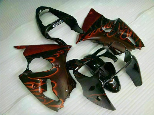 Carénage Moto Kawasaki ZX6R 00-02 - Noir Rouge Flamme Carénage Moto Kawasaki ZX6R 00-02 - Noir Rouge Flamme
