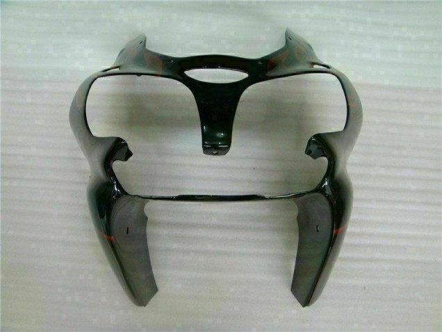 Carénage Moto Kawasaki ZX6R 00-02 - Noir Rouge Flamme Carénage Moto Kawasaki ZX6R 00-02 - Noir Rouge Flamme