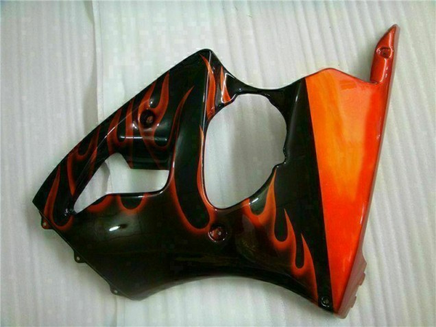 Carénage Moto Kawasaki ZX6R 00-02 - Noir Rouge Flamme Carénage Moto Kawasaki ZX6R 00-02 - Noir Rouge Flamme