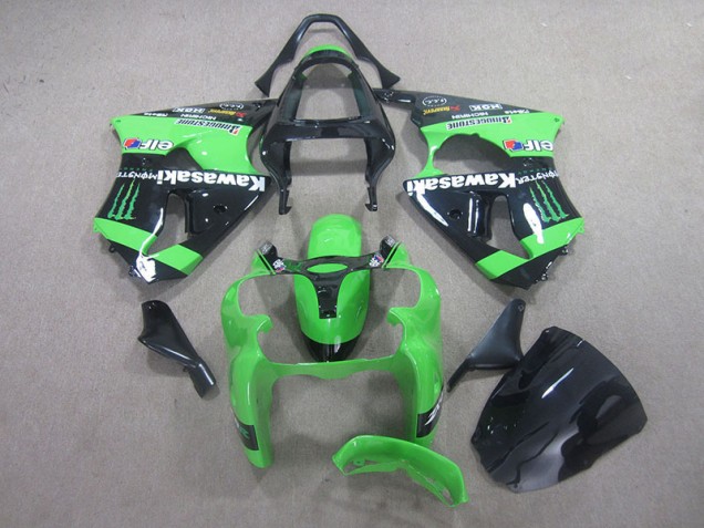 Carénage Moto Kawasaki ZX6R 00-02 - Noir Vert Monster Carénage Moto Kawasaki ZX6R 00-02 - Noir Vert Monster