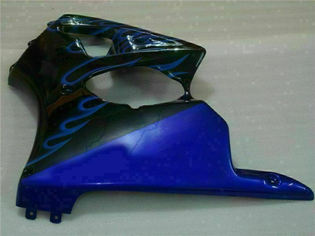 Carénage Moto Kawasaki ZX6R 00-02 - Noir avec Bleu Flamme Carénage Moto Kawasaki ZX6R 00-02 - Noir avec Bleu Flamme