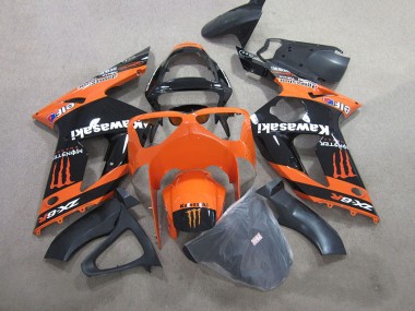 Carénage Moto Kawasaki ZX6R 03-04 - Noir Orange Monster