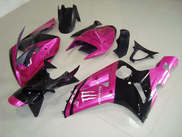 Carénage Moto Kawasaki ZX6R 03-04 - Rose Noir Monster Carénage Moto Kawasaki ZX6R 03-04 - Rose Noir Monster