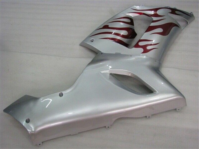Carénage Moto Kawasaki ZX6R 05-06 - Argent Rouge Flamme Carénage Moto Kawasaki ZX6R 05-06 - Argent Rouge Flamme