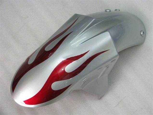 Carénage Moto Kawasaki ZX6R 05-06 - Argent Rouge Flamme Carénage Moto Kawasaki ZX6R 05-06 - Argent Rouge Flamme