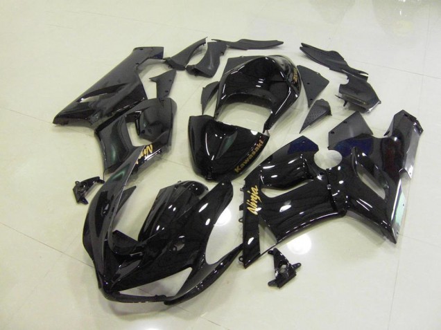 Carénage Moto Kawasaki ZX6R 05-06 - Noir Brillant Or Décalque Carénage Moto Kawasaki ZX6R 05-06 - Noir Brillant Or Décalque